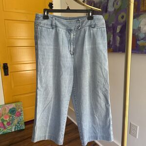 Bagatelle Women’s Cropped Wide Leg Denim 14 100% Cotton Retro Style Soft Light
